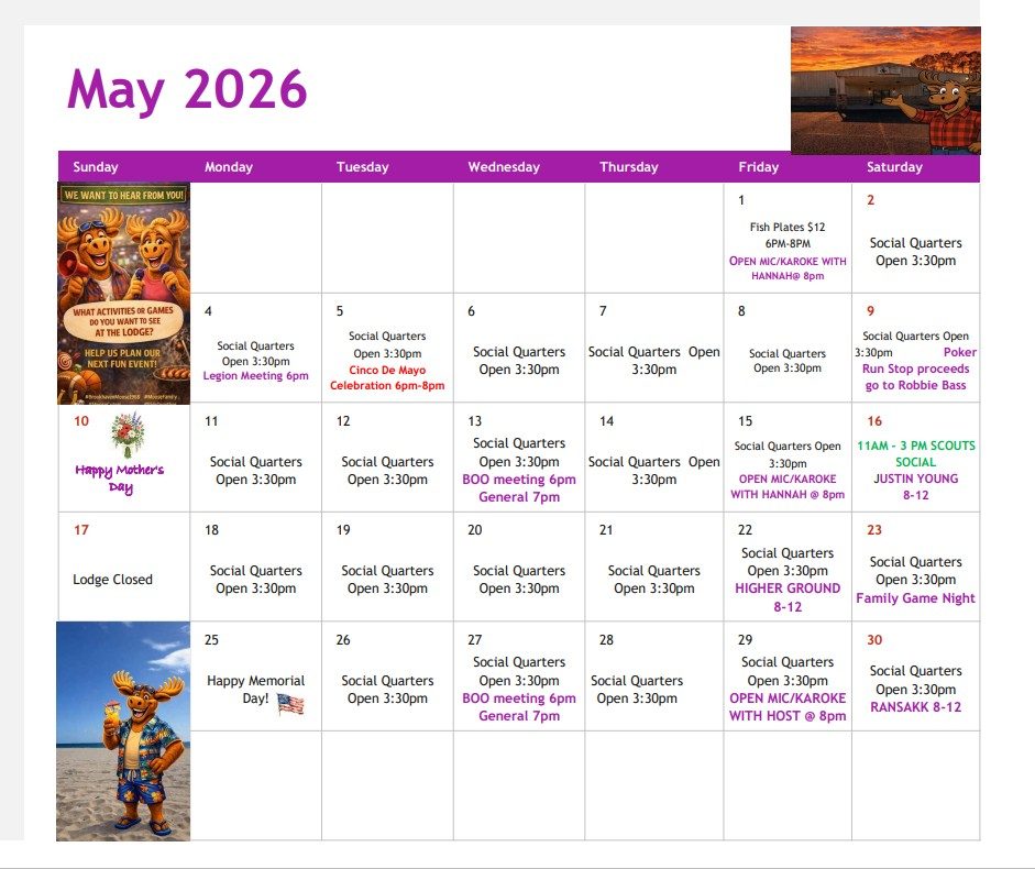May Calendar calendar